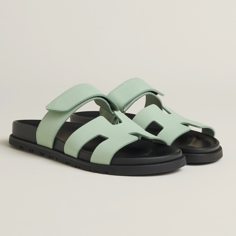 Hermes Womens Chypre Epsom Sandals Vert Jade Green Size 39